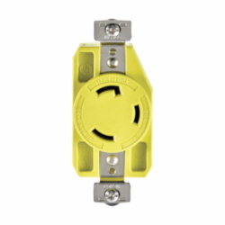 EATON Hart-Lock® CRL530R Single Locking Receptacle, 125 V, 30 A, 2 Poles, 3 Wires, Yellow
