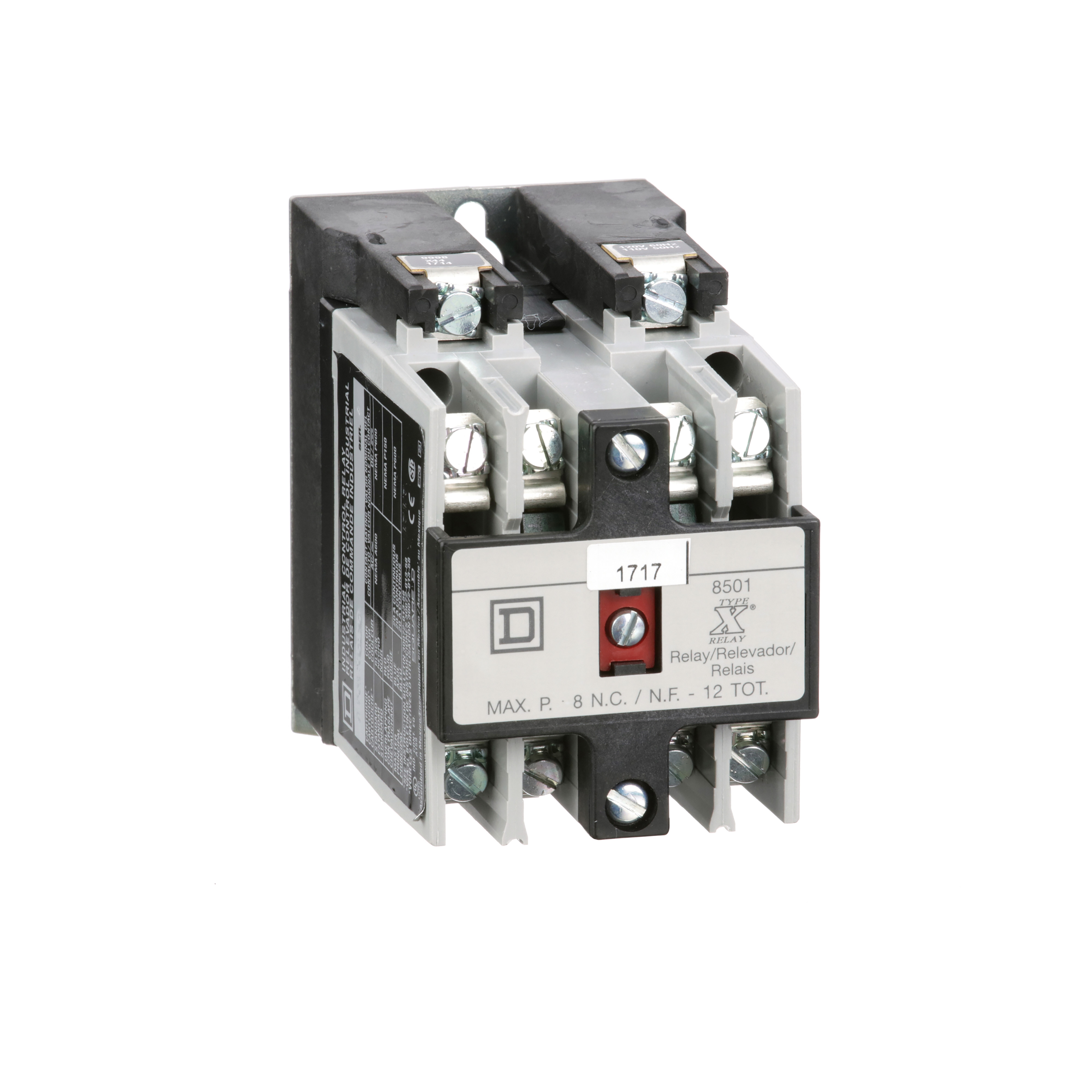 Square D™ 8501XO20V02 Type X NEMA Control Relay, 5/10 A, 2NO Contact, 110/120 VAC V Coil