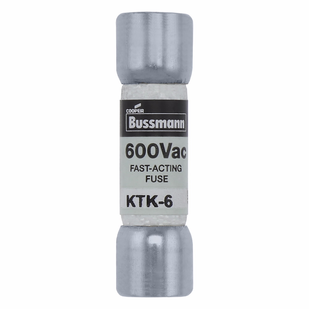 Bussmann Limitron™ KTK-6 Low Voltage Supplemental Fuse, 6 A, 600 VAC, 100 kAIC Interrupt, Class: Supplemental, Cartridge Body