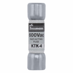 Bussmann Limitron™ KTK-4 Fast Acting Midget Fuse, 4 A, 600 VAC, 100000 A Interrupt, Class: Supplemental, Cylindrical Body