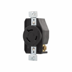 EATON Hart-Lock® CWL920R Single Locking Receptacle, 600 V, 20 A, 2 Poles, 3 Wires, Black