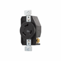EATON Eaton Wiring Devices Arrow Hart™ Hart-Lock® AHL820R Single Locking Receptacle, 480 VAC, 20 A, 2 Poles, 3 Wires, Black