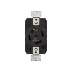 EATON Hart-Lock® AHL2330R Single Locking Receptacle, 347/600 V, 30 A, 4 Poles, 5 Wires, Black