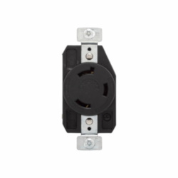 EATON Eaton Wiring Devices Arrow Hart™ Hart-Lock® AHL830R Single Locking Receptacle, 480 VAC, 30 A, 2 Poles, 3 Wires, Black