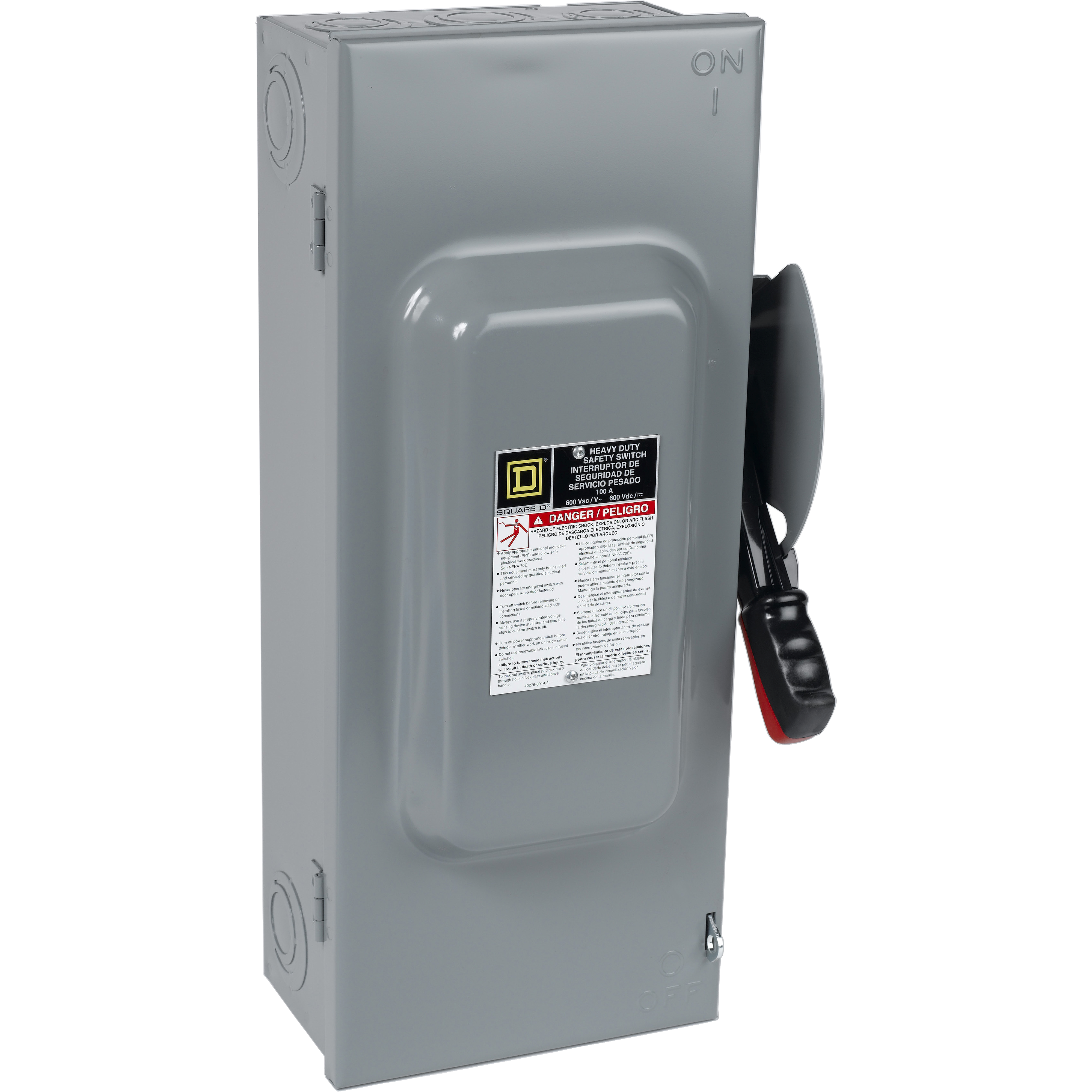 Schneider Electric CHU363 Heavy Duty Non-Fusible Single Throw Disconnect Switch, 600 VAC/VDC, 100 A, 50 hp, 100 hp, TPST Contact, 3 Poles