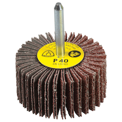 Klingspor® 278907 KM 613 Small Abrasive Mop Wheel, 1 in Dia Wheel, 1 in W Face, 1/4 in Dia Shank, 80 Grit, Aluminum Oxide Abrasive
