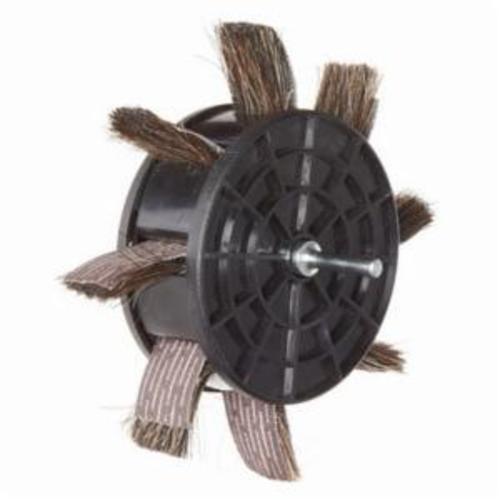Merit® Sand-O-Flex™ 08834111051 350-RP Coated Flap Wheel With Scored Refill and Brushes, 6-1/2 in Dia Wheel, 1 in W Face, 1/4 in Dia Shank, 80 Grit, Medium Grade, Aluminum Oxide Abrasive
