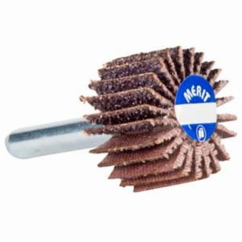 Merit® Grind-O-Flex™ 08834130695 High Performance Mini Small Diameter Coated Flap Wheel, 1-1/2 in Dia Wheel, 1-1/2 in W Face, 1/4 in Dia Shank, 180 Grit, Fine Grade, Ceramic Alumina Abrasive