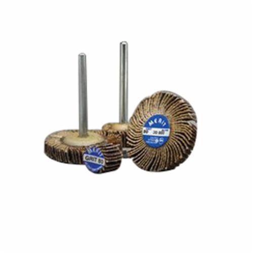 Merit® Grind-O-Flex™ 08834137512 MM-13638 Micro-Mini Coated Flap Wheel, 1-3/16 in Dia Wheel, 3/8 in W Face, 1/8 in Dia Shank, 120 Grit, Fine Grade, Aluminum Oxide Abrasive