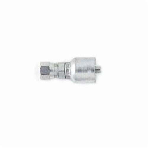 Parker® 10643-4-4 43 Series Crimp Style Straight Hydraulic Hose Fitting, 1/4 in Hose, 7/16-20 Connection, 37 deg Female JIC Swivel End Style, 1.19 in Cutoff Allowance, Steel