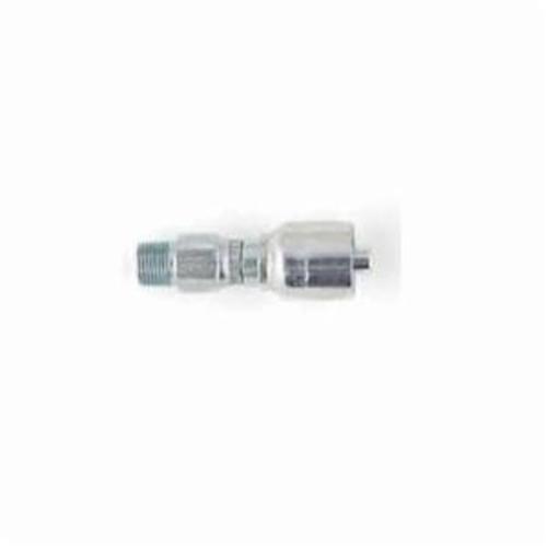 Parker® 11343-6-6 43 Series Crimp Style Straight Hydraulic Hose Fitting, 3/8 in Hose, 3/8-18 Connection, Male NPTF Swivel, 2.05 in Cutoff Allowance, Steel