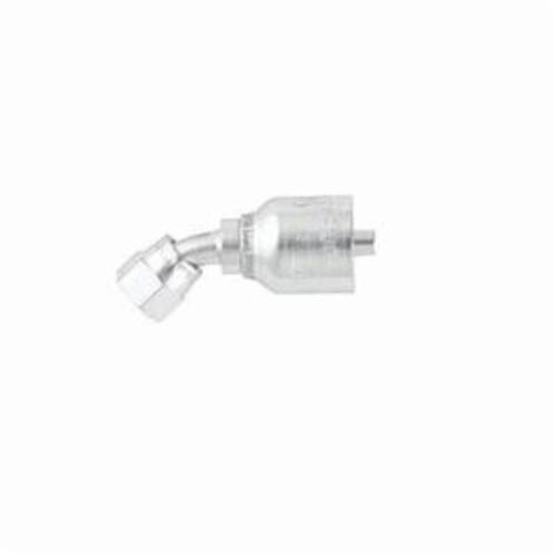 Parker® 13743-4-4 43 Series Crimp Style Short Drop Hydraulic Hose Elbow, 1/4 in Hose, 7/16-20 Connection, 37 deg Female JIC Swivel End Style, 1.21 in Cutoff Allowance, Steel