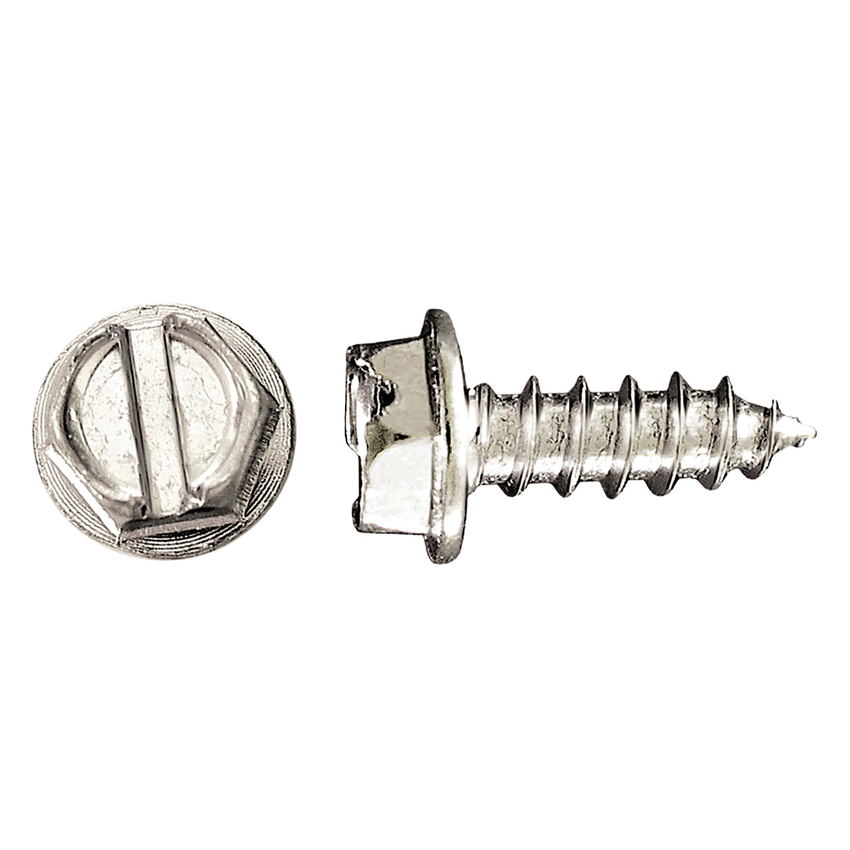 Paulin® 213-197 Fully Threaded Hardened Self-Tapping Screw, #10, 1-1/2 in OAL, Carbon Steel, Indented Hex/Washer Head, Slotted Drive, Type A Point