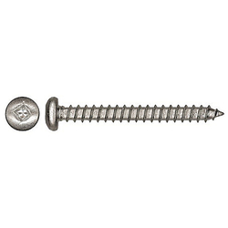 Paulin® 5163-193 Fully Threaded Self-Tapping Screw, #10, 1 in OAL, 18-8 Stainless Steel, Pan Head, Square Socket Drive, Sharp Point