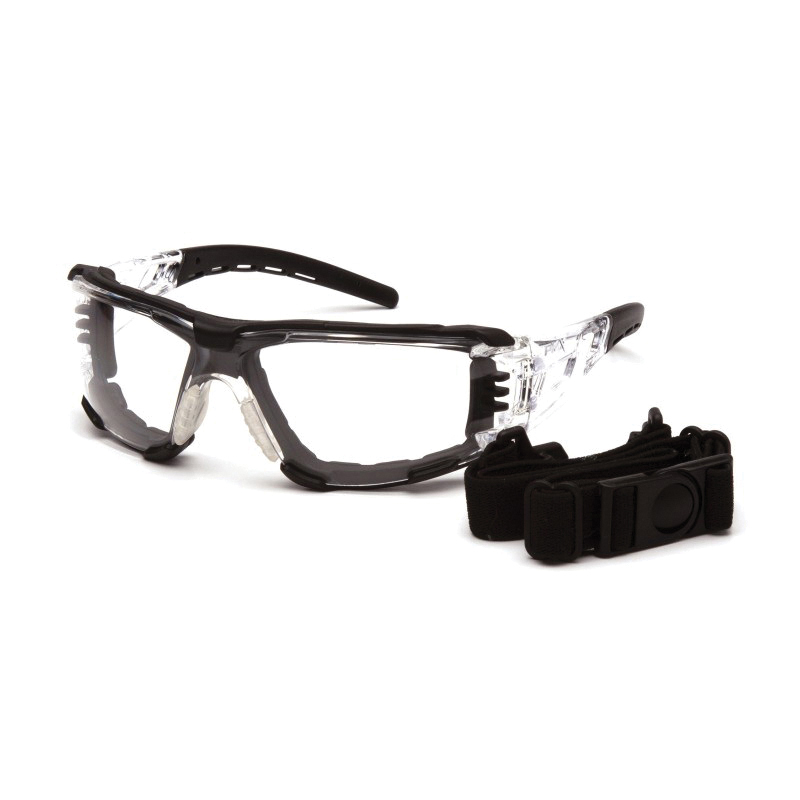 Pyramex® Fyxate™ SB10210STMFP Dielectric Safety Glasses, H2MAX Anti-Fog/Anti-Scratch, Clear Lens, Wraparound Frame, Black, Polycarbonate Frame, Polycarbonate Lens, ANSI Z87.1, CAN/CSA Z94.3-15
