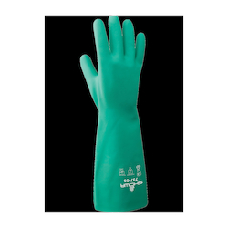 Showa Best® 737-09 Nitri-Solve® 737 Multi-Purpose Chemical-Resistant Gloves, L/SZ 9, Nitrile, Light Green, Unlined Lining, 15 in L, Resists: Abrasion, Cut, Chemical, Oil and Puncture, Unsupported Support, Straight Cuff, 22 mil THK