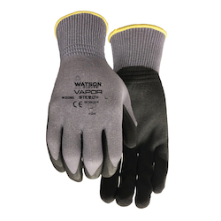 Stealth 336 Vapor General Purpose Work Gloves, General Purpose, Straight Thumb Style, PFT™ Palm, Yarn, Black/Gray, Knit Wrist Cuff, PFT™ Coating, Resists: Abrasion, Cut, Dry, Oily, Tear, Puncture and Wet, Kool Knit™ Yarn Lining