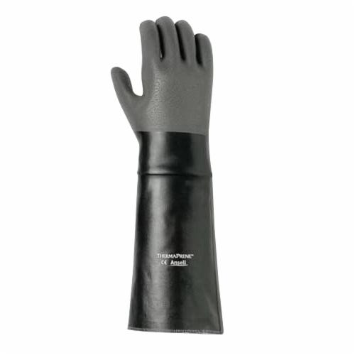 ThermaPrene™ 19-024-8 Heavy Weight Chemical-Resistant Gloves, SZ 8, Neoprene, Black, Fleece/Jersey Lining, 18 in L, Resists: Abrasion, Cut, Oil, Acid, Caustic and Solvent, Supported Support, Gauntlet Cuff, 85 mil THK