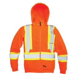 Viking® 6420JO-2XL Hooded Jacket, Hi-Viz Orange, Polyester Fleece, 51 in Chest, Resists: UV, ANSI/ISEA 107-2015 Type R Class 3, CSA Z96-15 Class 2 Level 2, CSA Class 3
