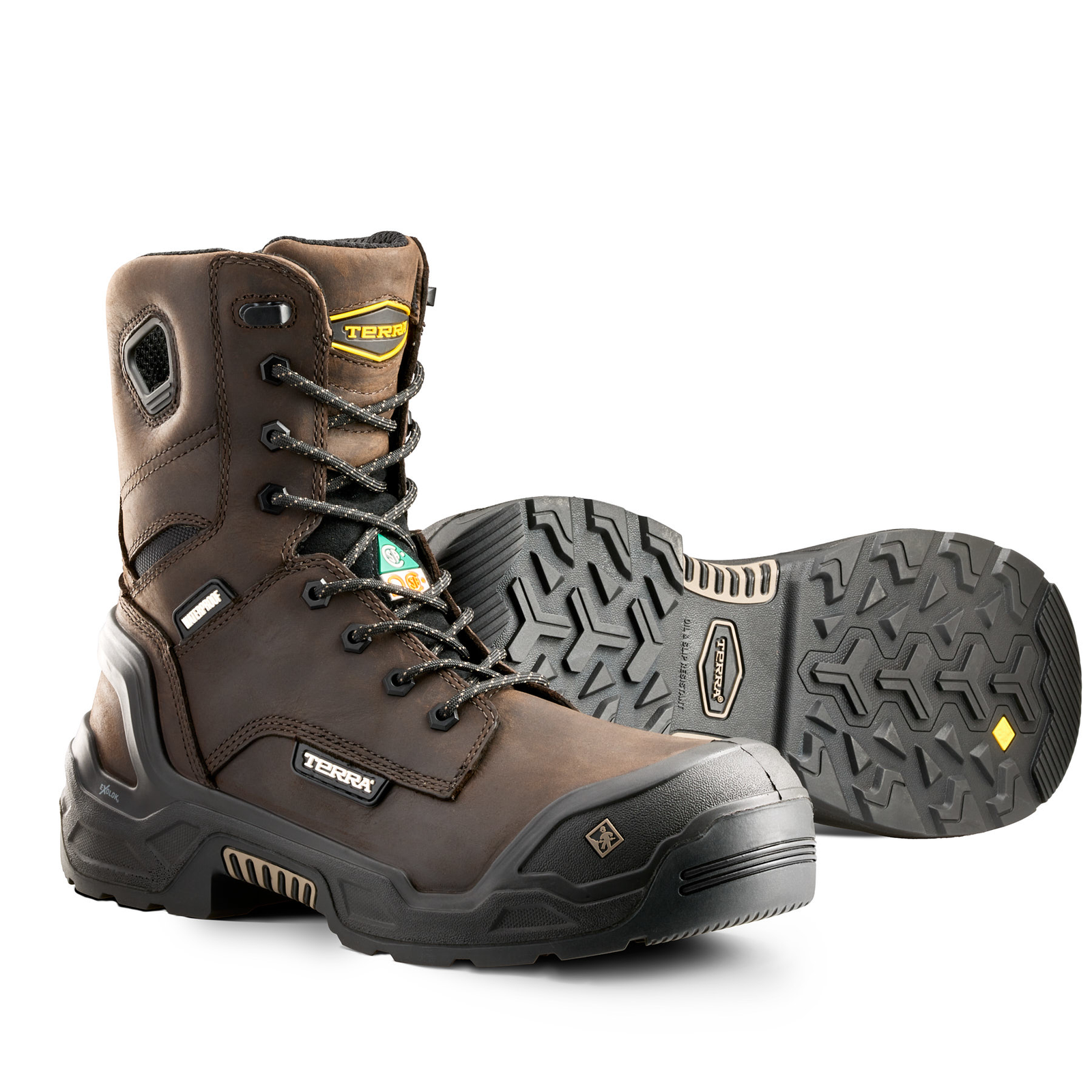 Men's Terra Exile 25 8" Waterproof Composite Toe Safety Work Boot Dark Brown