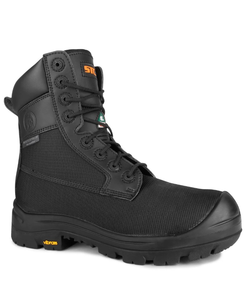 Shire, Black | 8" Vegan Waterproof Work Boots | Vibram TC4+ 7