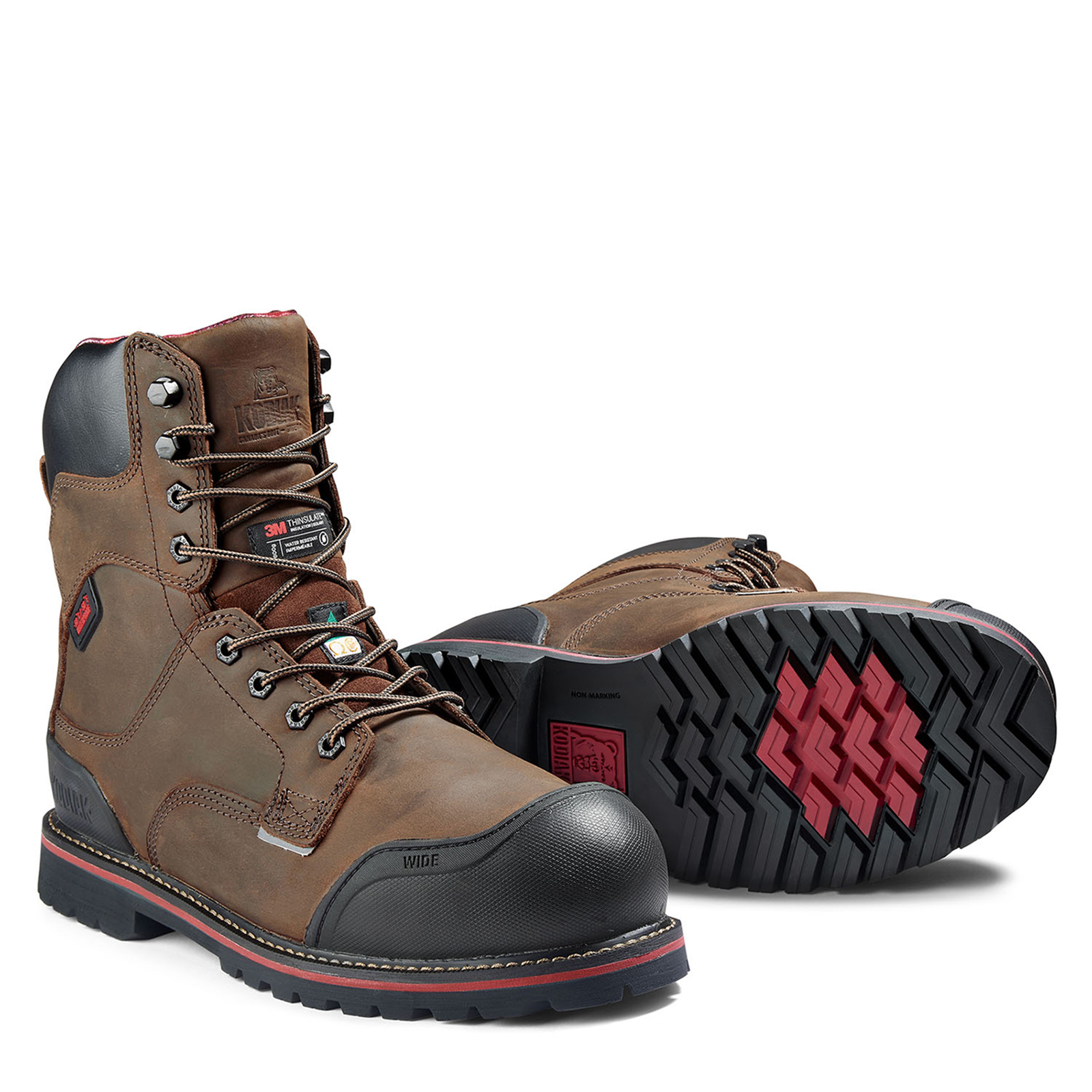 Men's Kodiak Widebody Warm 8" Composite Toe Winter Safety Work Boot Dark Brown