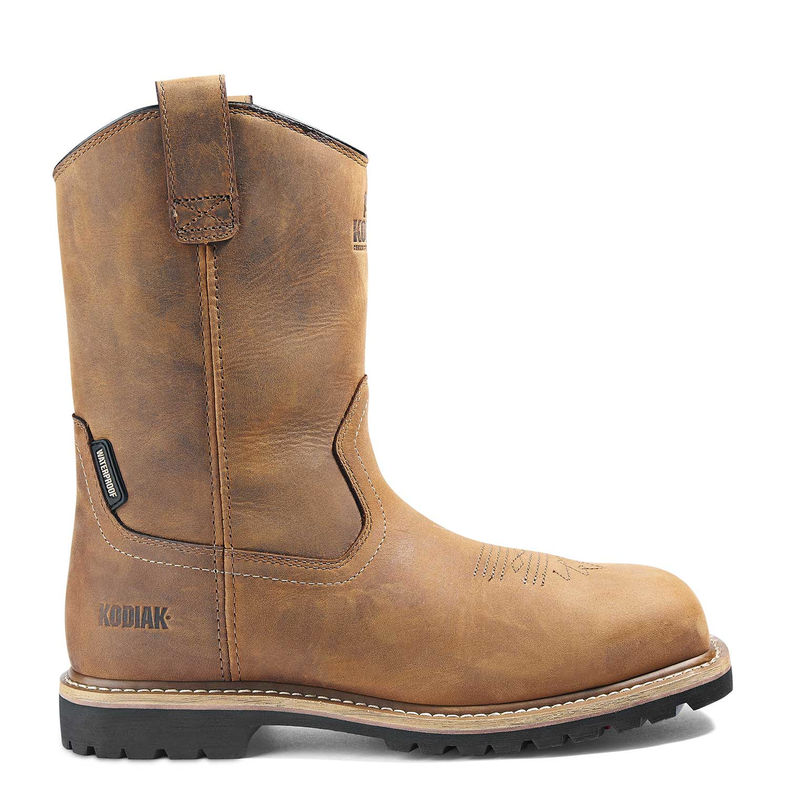 Men's Kodiak Lundbreck Waterproof Pull-On Work Boot with Composite Toe Brown