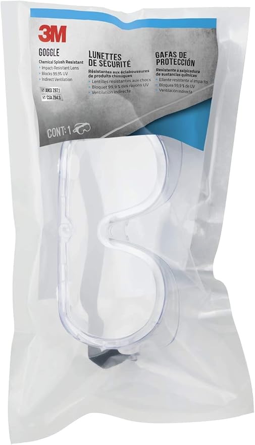 Goggle, Vented, Clear, Chem Splash