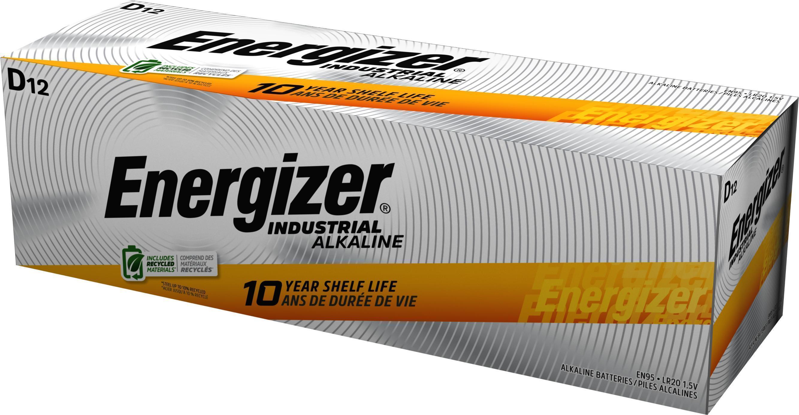 Energizer® EN95 Alkaline Battery, Zinc Manganese Dioxide (Zn/MnO2), 1.5 VDC Nominal, 20000 mAh Nominal, D
