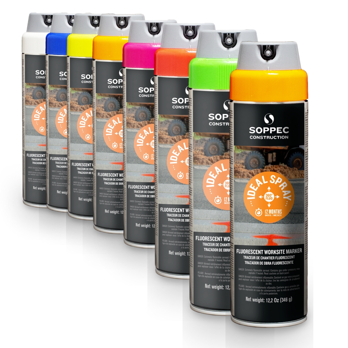 Ideal Spray: Multidirectional Fluorescent Worksite Marking Paint