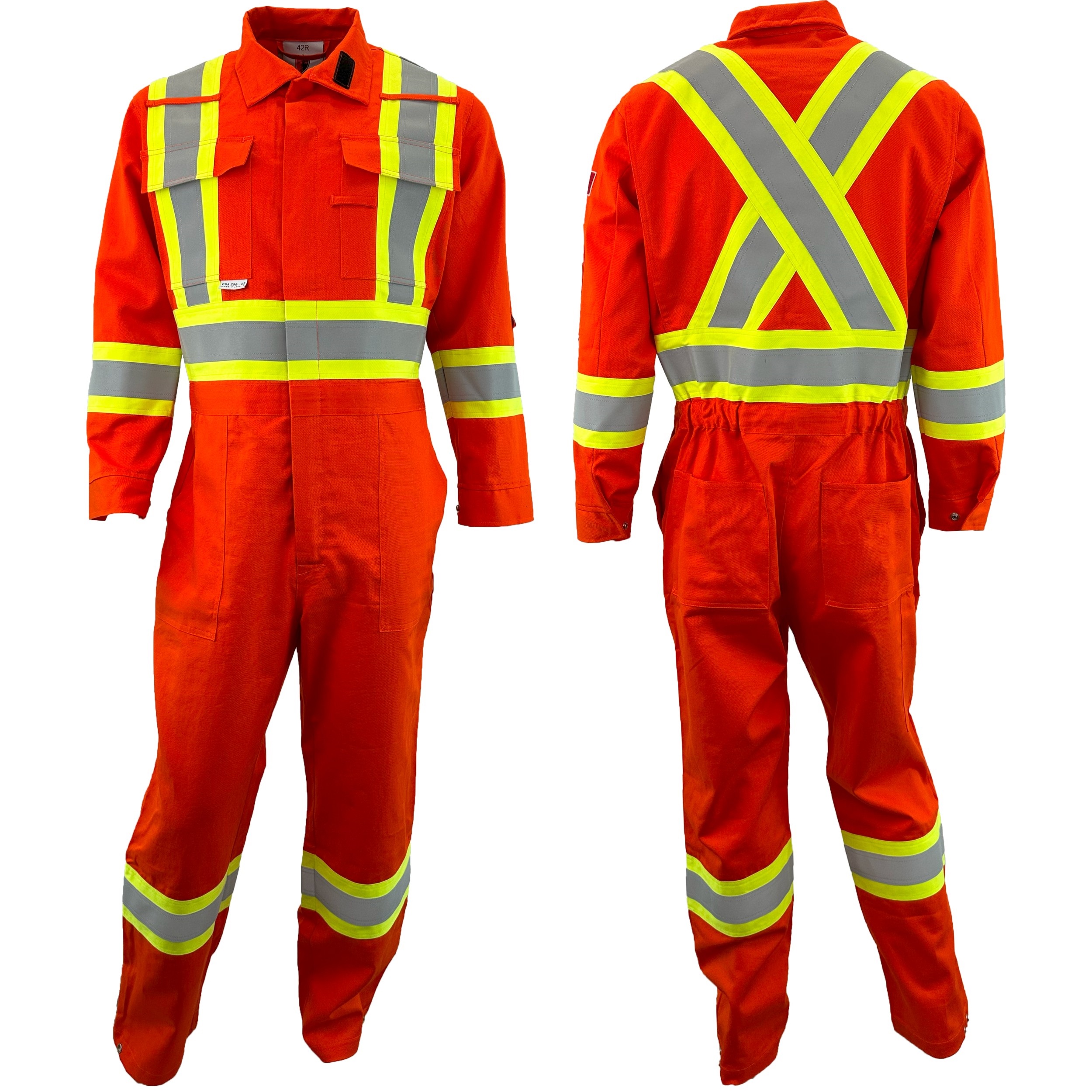 Orange Atlas Guardian FR/AR 4 Inch Striping Coveralls - By Atlas Workwear Style 1074