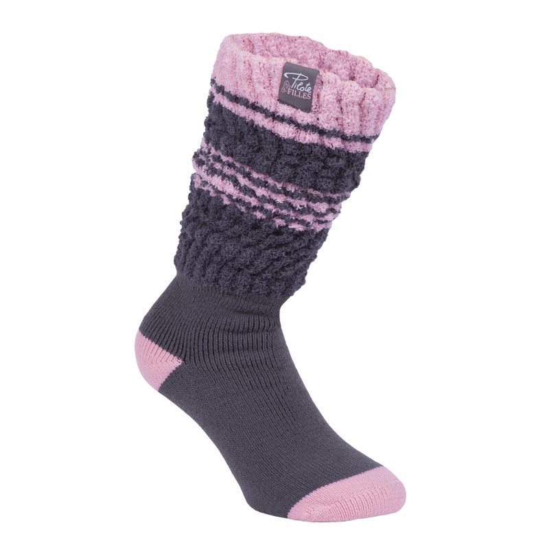 Socks Womens Charcoal Pink