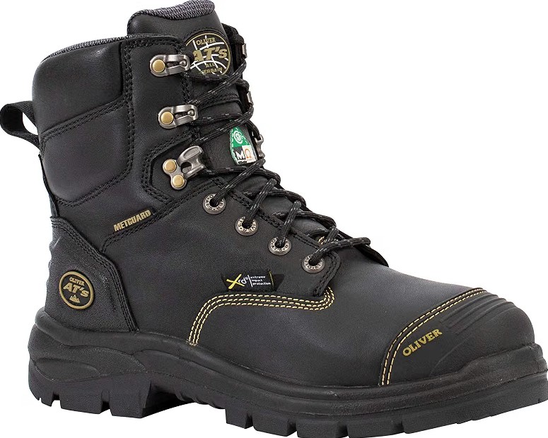 Oliver by Honeywell® 55346S-BLK Lace-Up PORON 55 Series Steel Toe Work Boots, Water-Resistant Leather