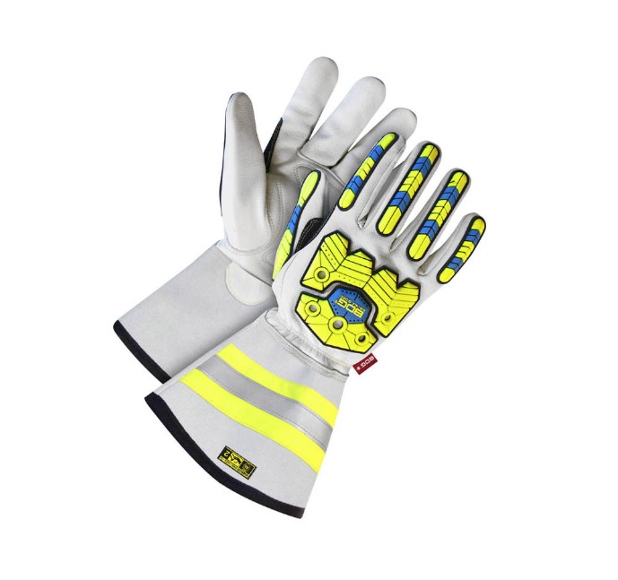 BDG Arc Tek 20-9-10699 20-9-10699 Premium Grade Cut-Resistant Gloves, Grain Goatskin Leather/TPR, Gauntlet Cuff, Resists: Abrasion, Cut, Impact, Puncture, Vibration and Water, ANSI Cut-Resistance Level: 4, ANSI Puncture-Resistance Level: 4