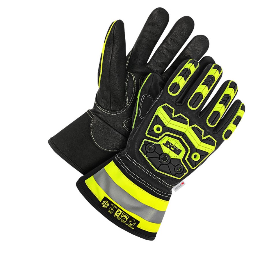 BDG DENY™ 20-9-10753 20-9-10753 Premium Grade Cut-Resistant Gloves, Uncoated Coating, Grain Goatskin Leather/TPR, Gauntlet Cuff, Resists: Abrasion, Cut, Cold, Impact, Oil, Puncture and Water, ANSI Cut-Resistance Level: A5