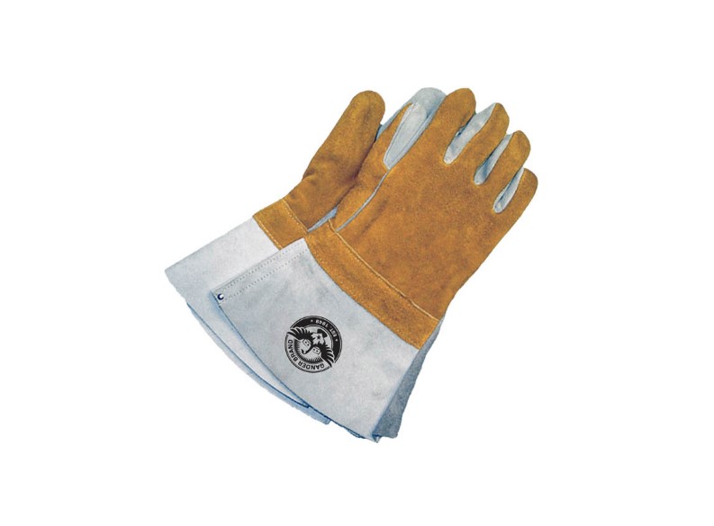 BDG Gander Brand® 64-9-AG-7 Welding Gloves w/5", Universal, Split Cowhide Leather, Flannel Palm/Heather Back Lining, Gauntlet Cuff