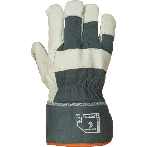 Superior Glove™ 76BOA-XL Endura® Gloves, General Purpose, XL, Cowhide-Grain Leather Palm, Black/White, Safety Cuff, Resists: Oil and water, BOA Lining