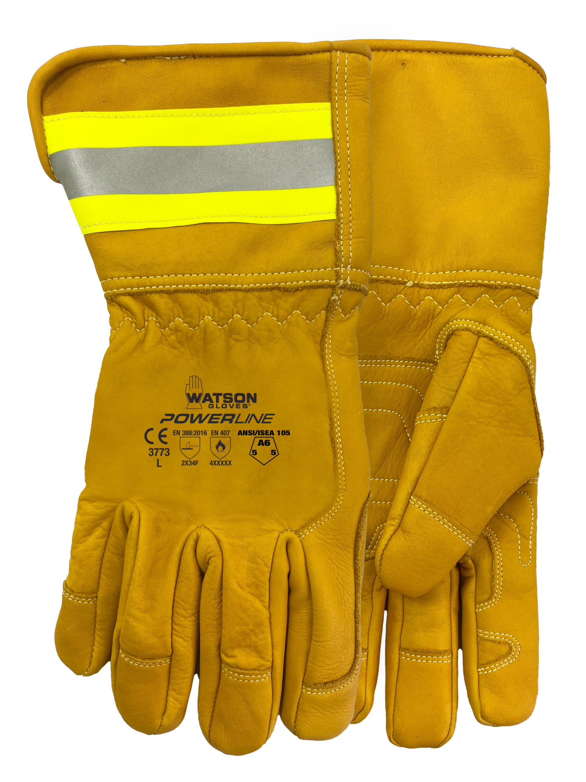 Powerline 3773 Powerline Gloves, Inset Thumb Style, Cowhide Leather Palm, Tan, Resists: Abrasion, Cut, Puncture, Para-Aramid Blend Lining
