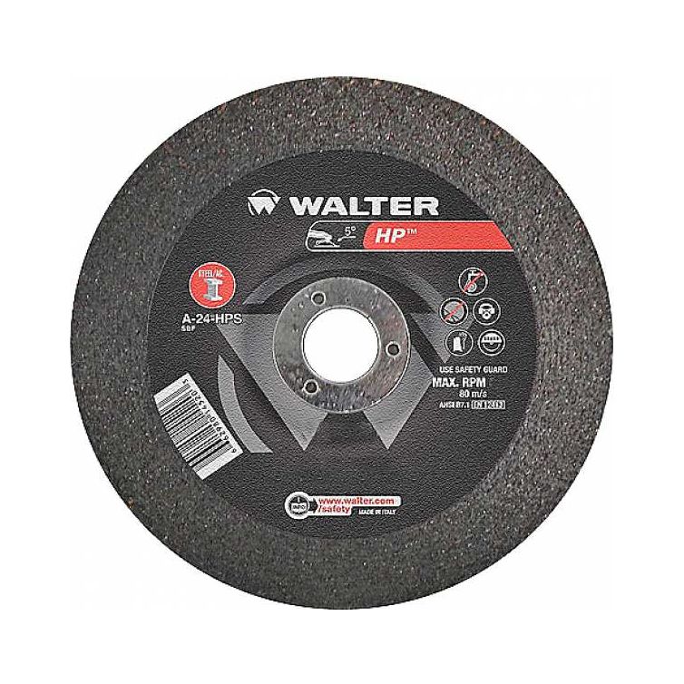 Walter HP Depressed Center Grinding Wheel, 5in x 1/8in x 5/8in