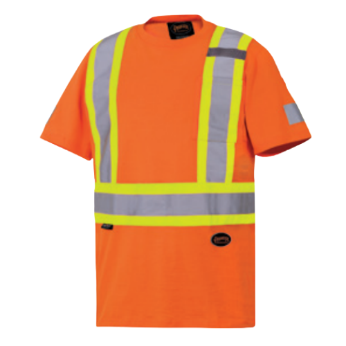 PIONEER® 6978 Short Sleeve Safety T-Shirt, Men's, Hi-Viz Orange, Cotton