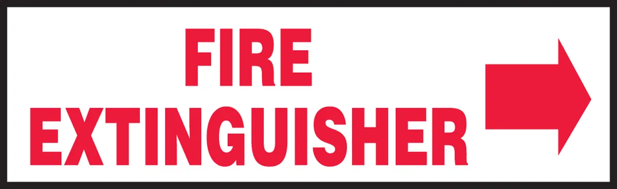 Sign, 3X10 Fire Ext Arw Right Rd/Wt Pk/5