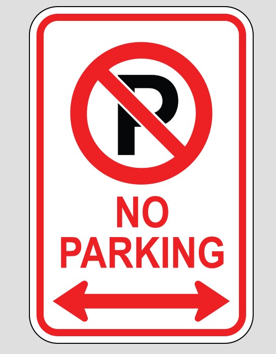 SIGN, "NO PARKING", DOUBLE ARROW